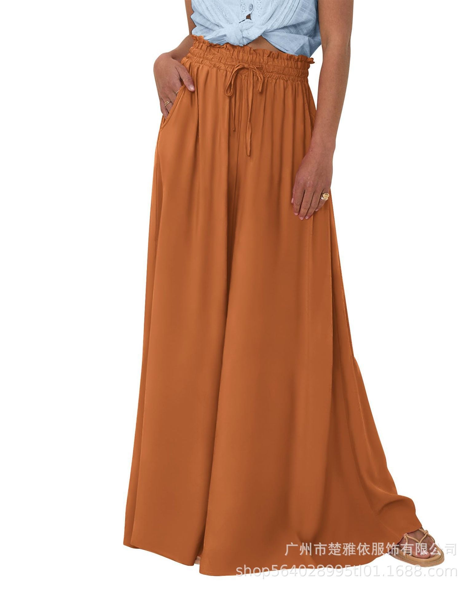 Sarah Express Women's High Waist Wide Leg Pants Casual Polyester Trousers