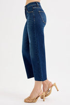 Sarah Express Women’s Plus Size Tummy Control Cropped Wide Leg Jeans
