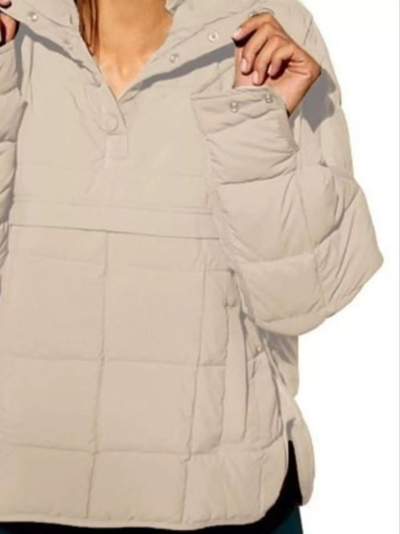 Sarah Express Women's Quarter Snap Hooded Puffer Jacket