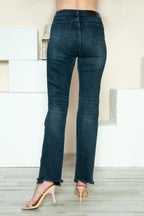 Sarah Express Women’s Plus Size High Rise Distressed Button Fly Straight Jeans

