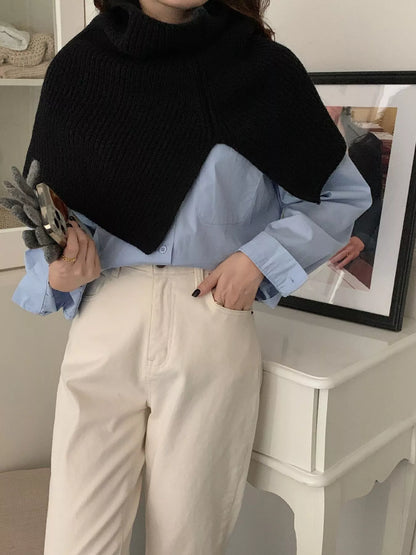 Sarah Express Women's Chunky Knit Slit Scarf Black ONESIZE