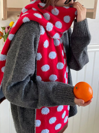 Sarah Express Women's Fuzzy Polka Dot Scarf