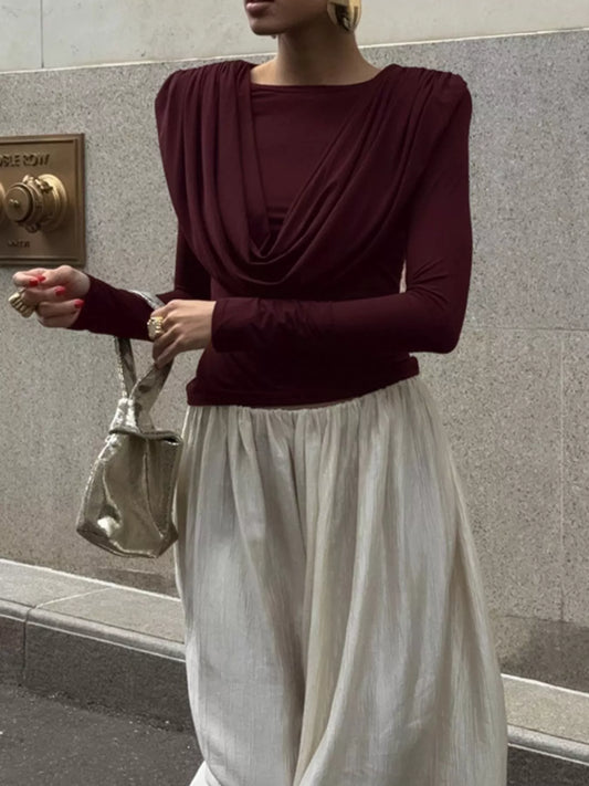 Sarah Express Women's Ruched Long Sleeve T-Shirt