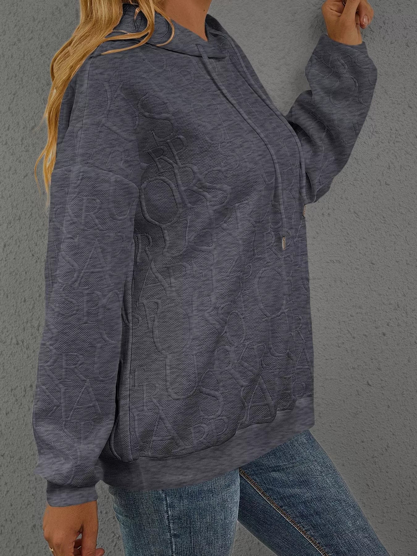 Sarah Express Women's Embossed Lettering Casual Hoodie Plus Size