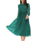 Sarah Express Women's Polka Dot Maxi Dress Long Puff Sleeve High Waist A-Line