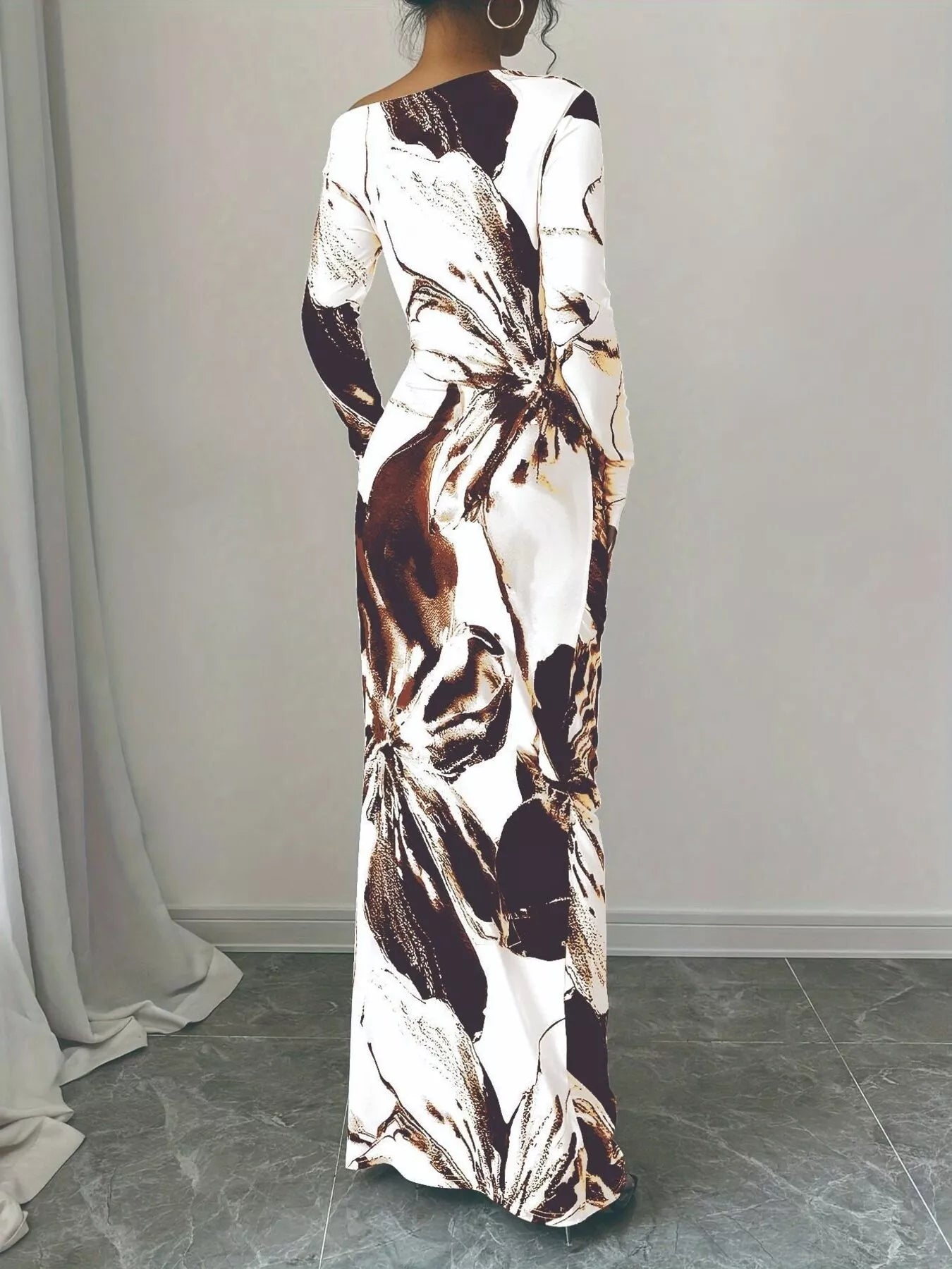 Sarah Express Women's Floral Print One Shoulder Maxi Dress