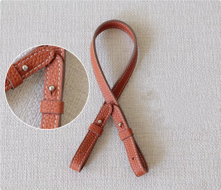 Sarah Express Genuine Leather Bag Strap Replacement – Adjustable Spaghetti Shoulder Strap with Gold & Silver Stud Detail Brown with silver 113cm