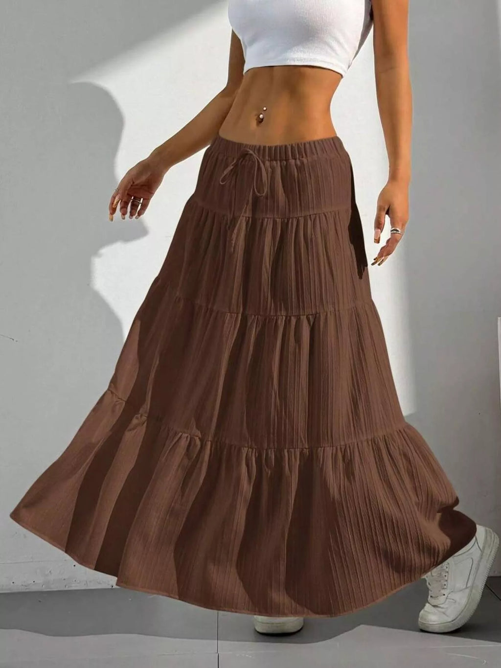 Sarah Express Women's Flowy Tiered Maxi Skirt
