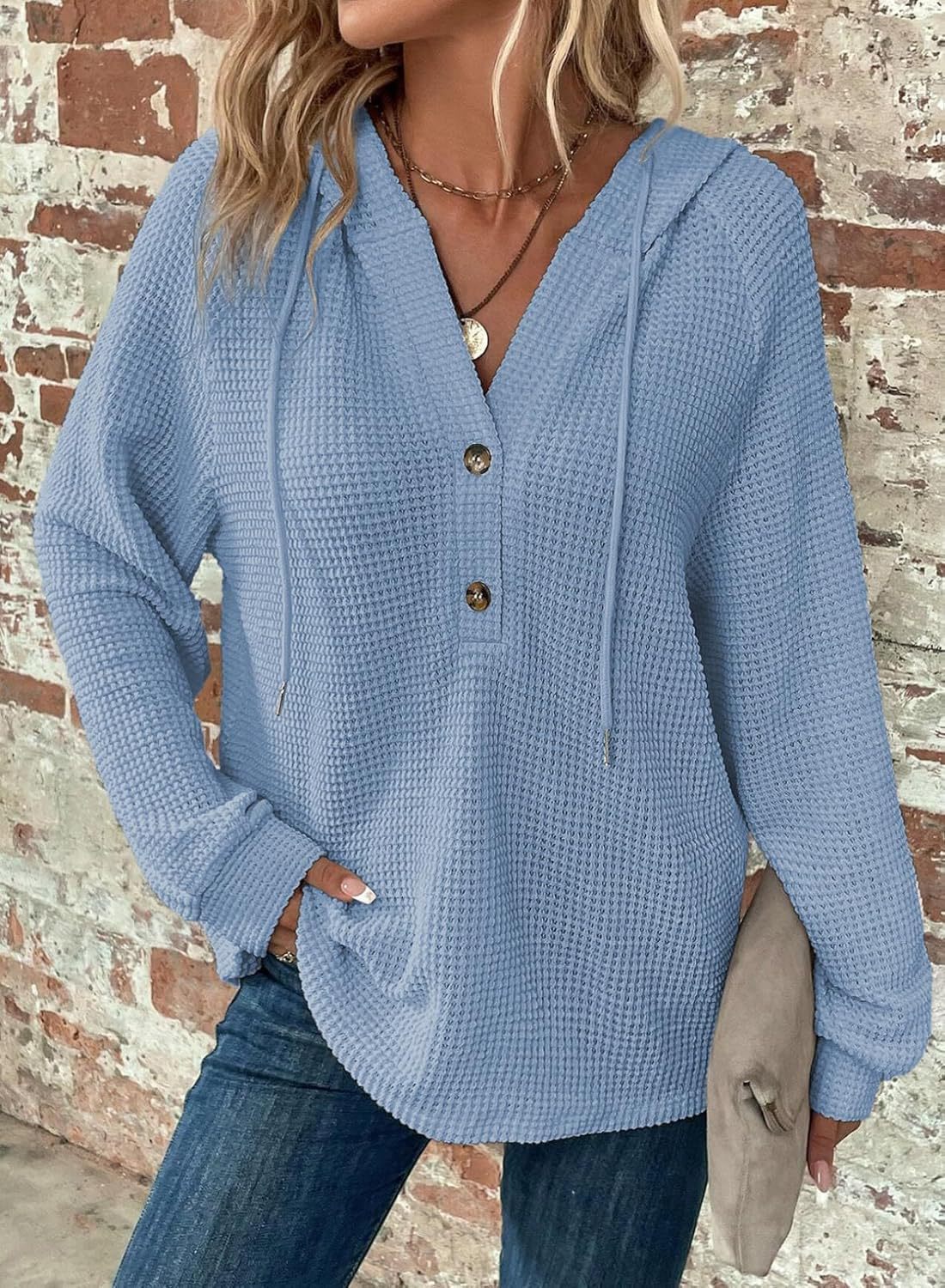 Sarah Express Women's V-Neck Long Sleeve Pullover Sweater Loose Fit Casual