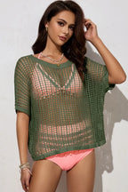 Sarah Express Women’s Plus Size Openwork Knit Half Sleeve Cover Up
