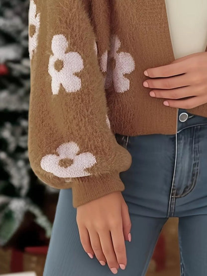 Sarah Express Women's Floral Open Front Cardigan