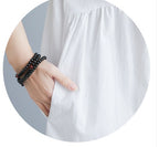 Sarah Express Women's Cotton Linen Stand Collar Loose Fit Dress