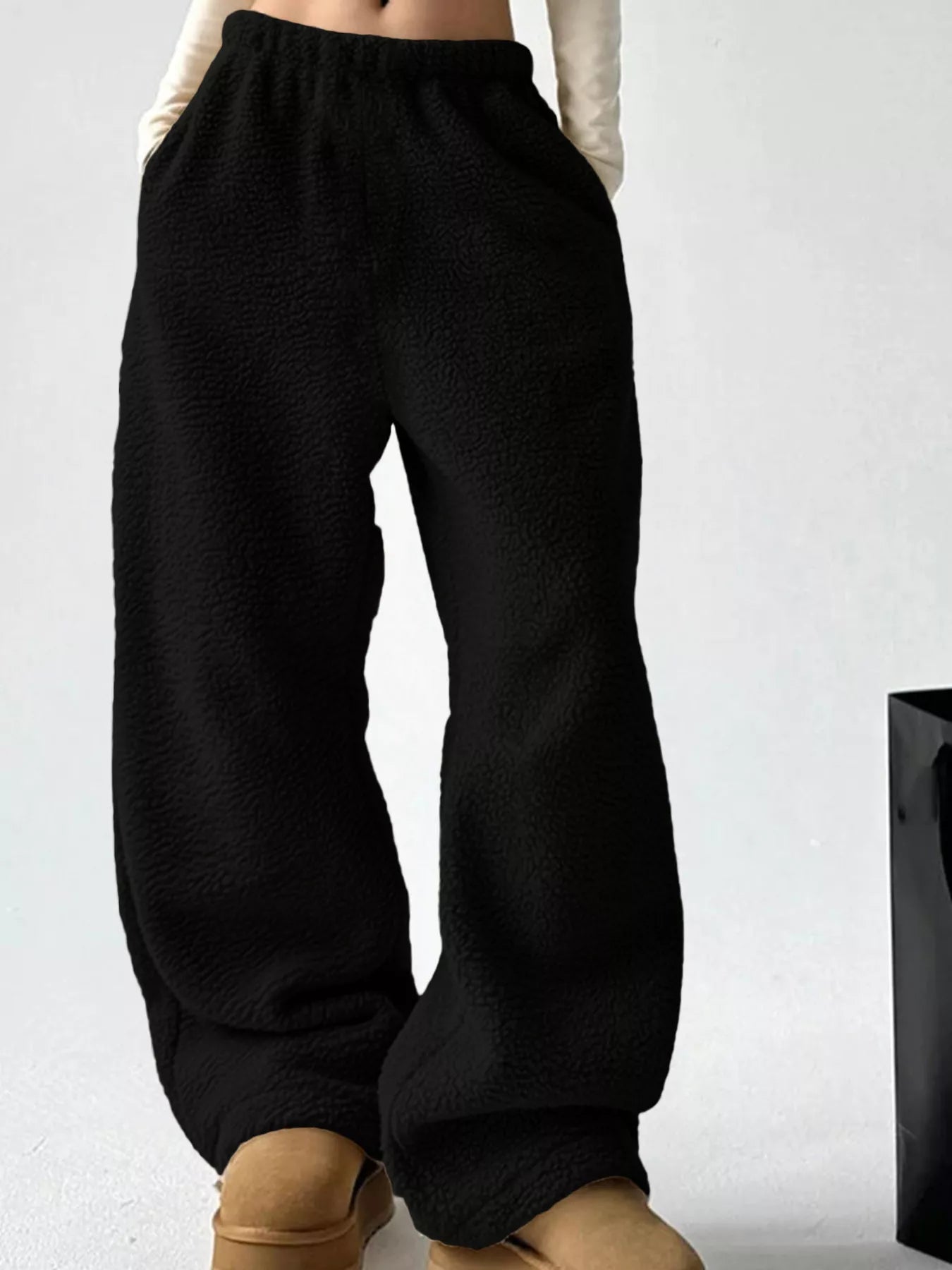 Sarah Express Women's Wide Leg Pants with Pockets - Plus Size High Waist Palazzo Trousers Black