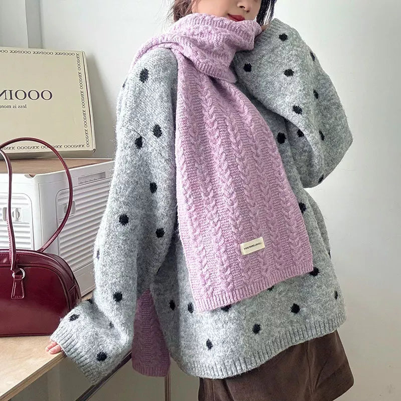 Sarah Express Textured Knit Winter Scarf - Warm Cozy Long Scarf for Women Purple ONESIZE