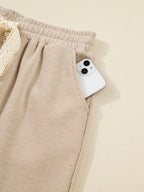 Sarah Express Women's Lace Drawstring Hoodie and High Waist Pants Corduroy Suit