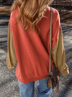 Sarah Express Women's Halloween Glitter Ghost Patched Color Block Sweatshirt