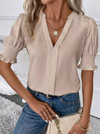 Sarah Express Women's Notched Half Sleeve Blouse
