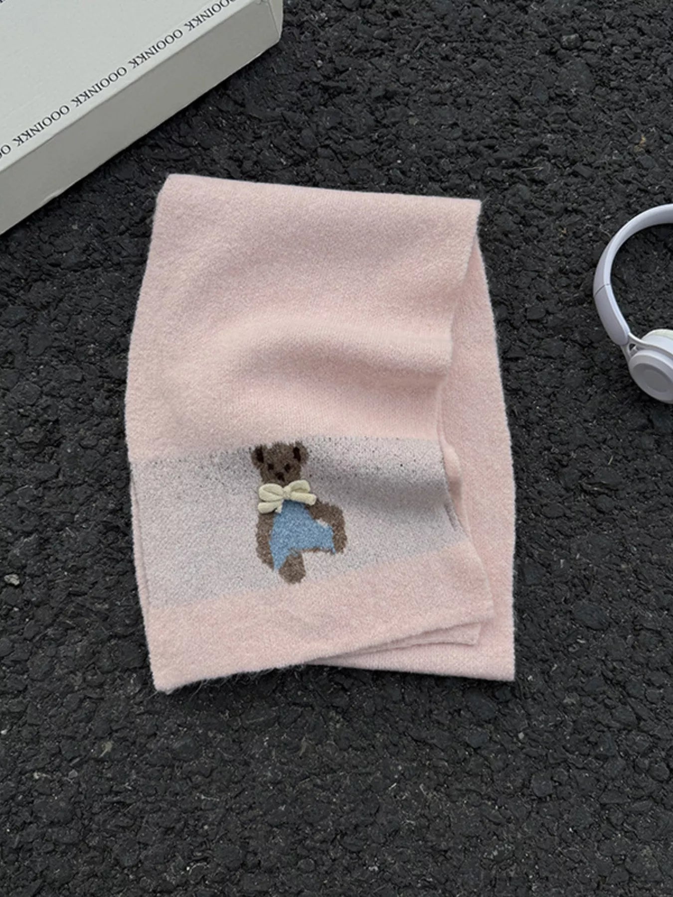 Sarah Express Women's Bear Knitted Scarf Pink ONESIZE