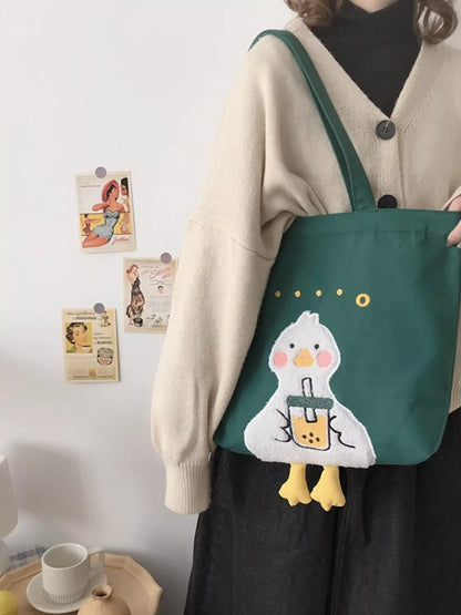 Sarah Express Women's Duck Canvas Tote Bag Dark Green ONESIZE