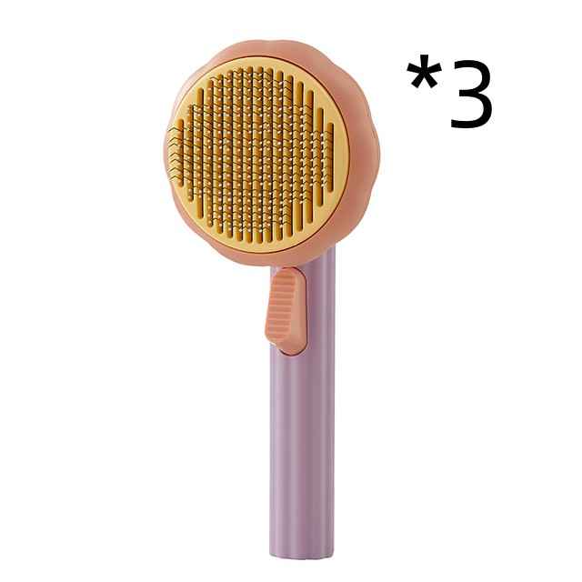 Sarah Express Self-Cleaning Pet Grooming Brush for Cats & Dogs - 232 Steel Needles Massage Comb 3pcs Purple Orange