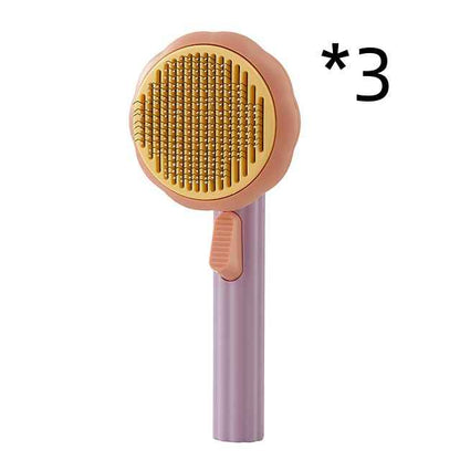 Sarah Express Self-Cleaning Pet Grooming Brush for Cats & Dogs - 232 Steel Needles Massage Comb 3pcs Purple Orange