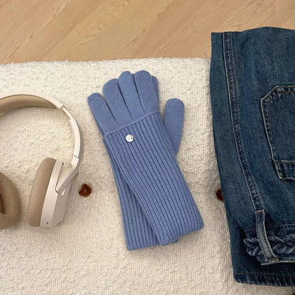 Sarah Express Women's Ribbed Knit Touchscreen Gloves Blue One Size