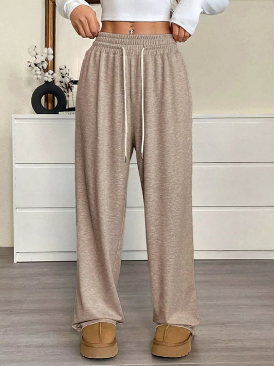 Sarah Express Women's Drawstring High Waist Wide Leg Pants Plus Size