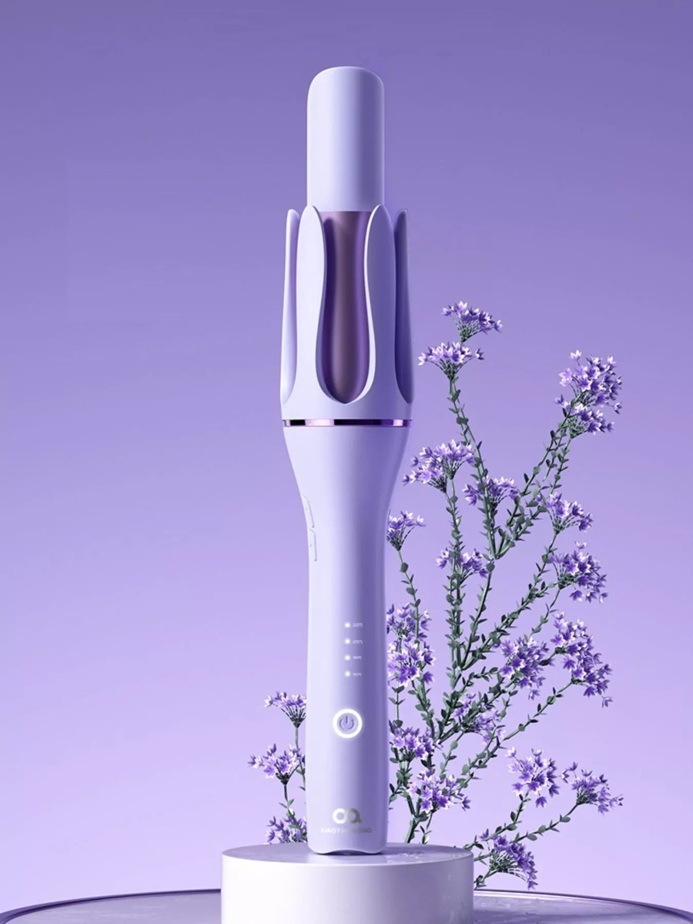 Sarah Express Automatic Hair Curler - Professional Rotating Curling Iron for Effortless Waves & Curls Lavender European plug