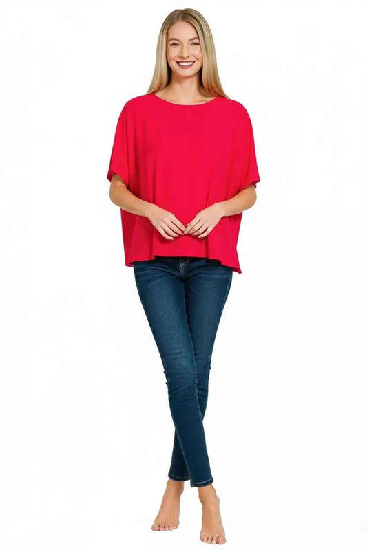 Sarah Express Women's Round Neck Short Sleeve T-Shirt - Relaxed Fit Cotton Blend Tee