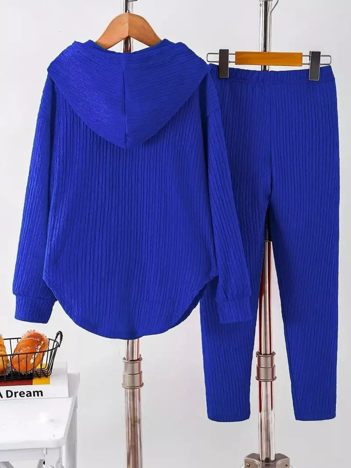 Sarah Express Women's Textured Long Sleeve Hoodie and Pants Set