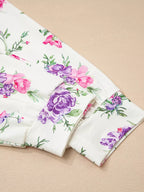 Sarah Express Women's Floral Print Round Neck Top and Drawstring Pants Lounge Set