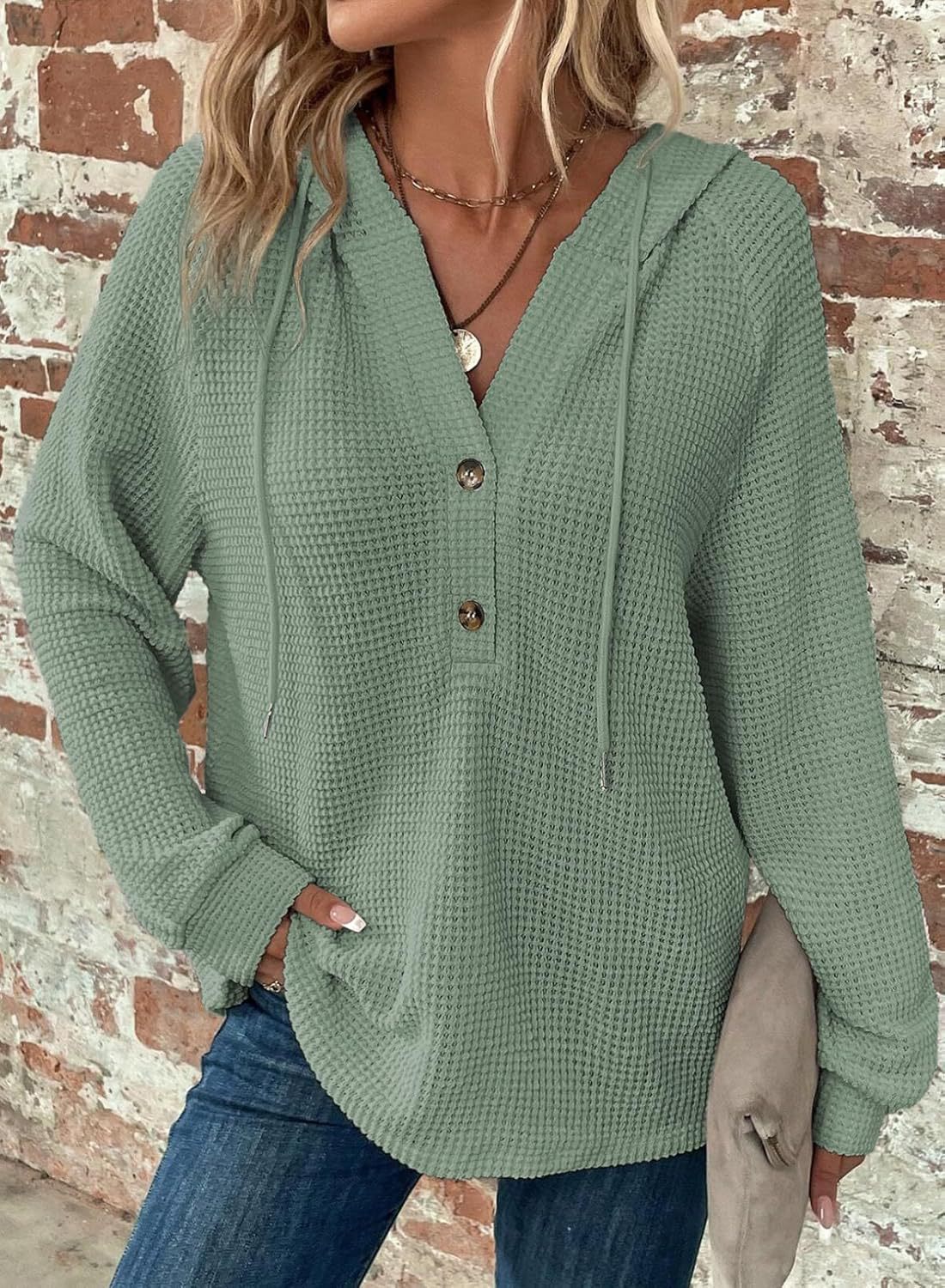 Sarah Express Women's V-Neck Long Sleeve Pullover Sweater Loose Fit Casual