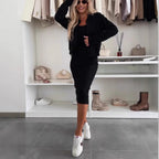 Sarah Express Women's Slip Dress and Cardigan Two Piece Set Long Sleeve Korean Casual Style