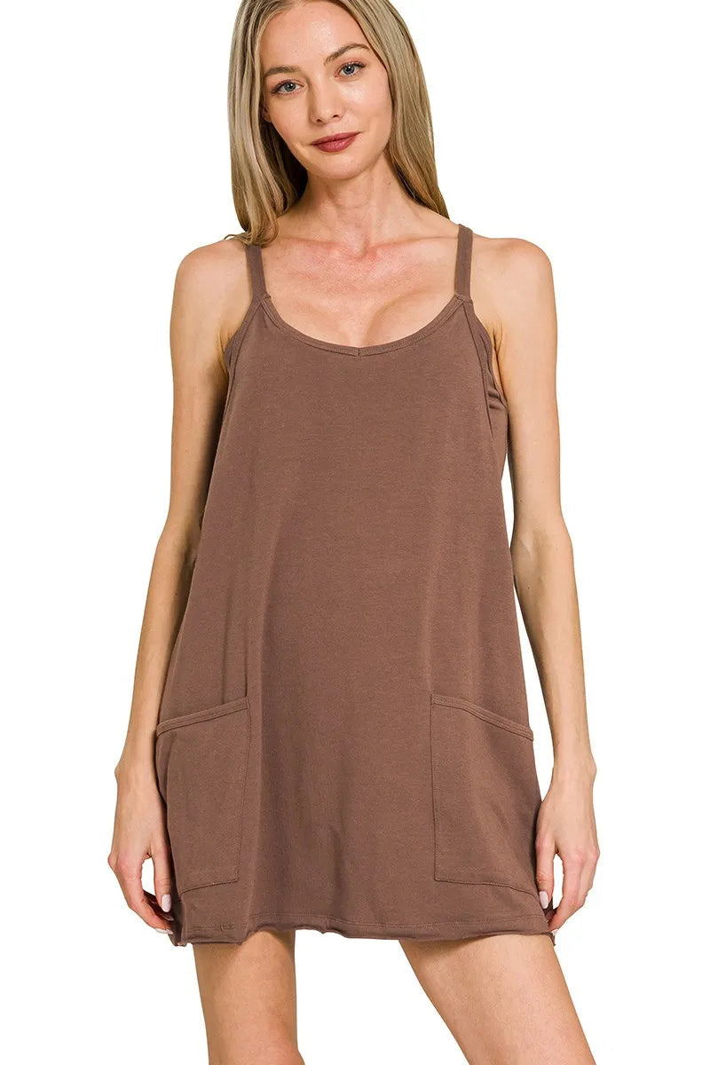 Sarah Express Women’s Cami Mini Dress with Built-in Romper Liner