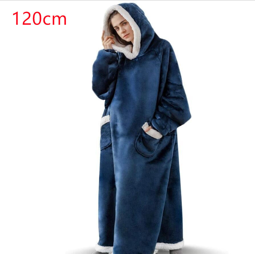 Sarah Express Oversized Wearable Blanket Hoodie with Pockets - Ultra Plush TV Blanket for Women & Men 120cm navy blue One Size