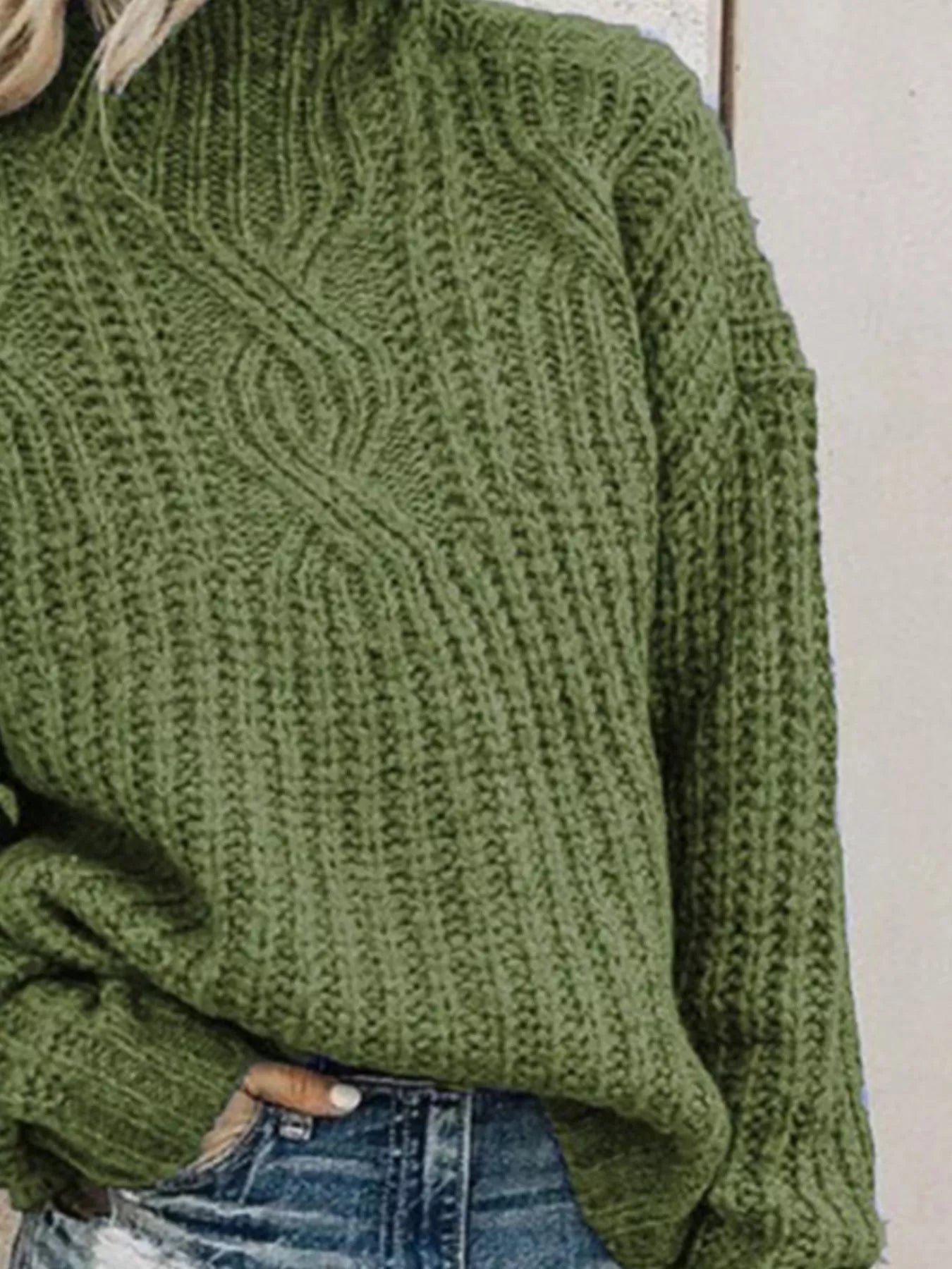 Sarah Express Women's Turtleneck Cable-Knit Sweater Plus Size Long Sleeve