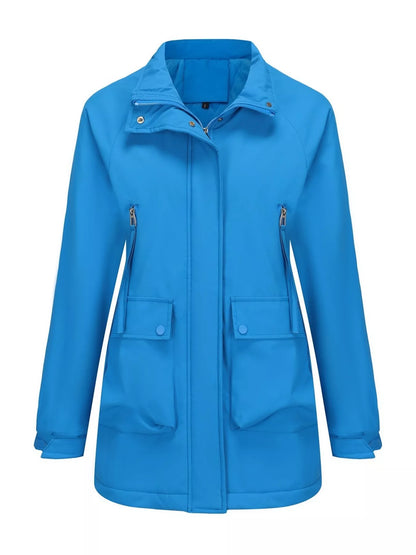 Sarah Express Women's Full Size Zip Up Hooded Parka Outerwear