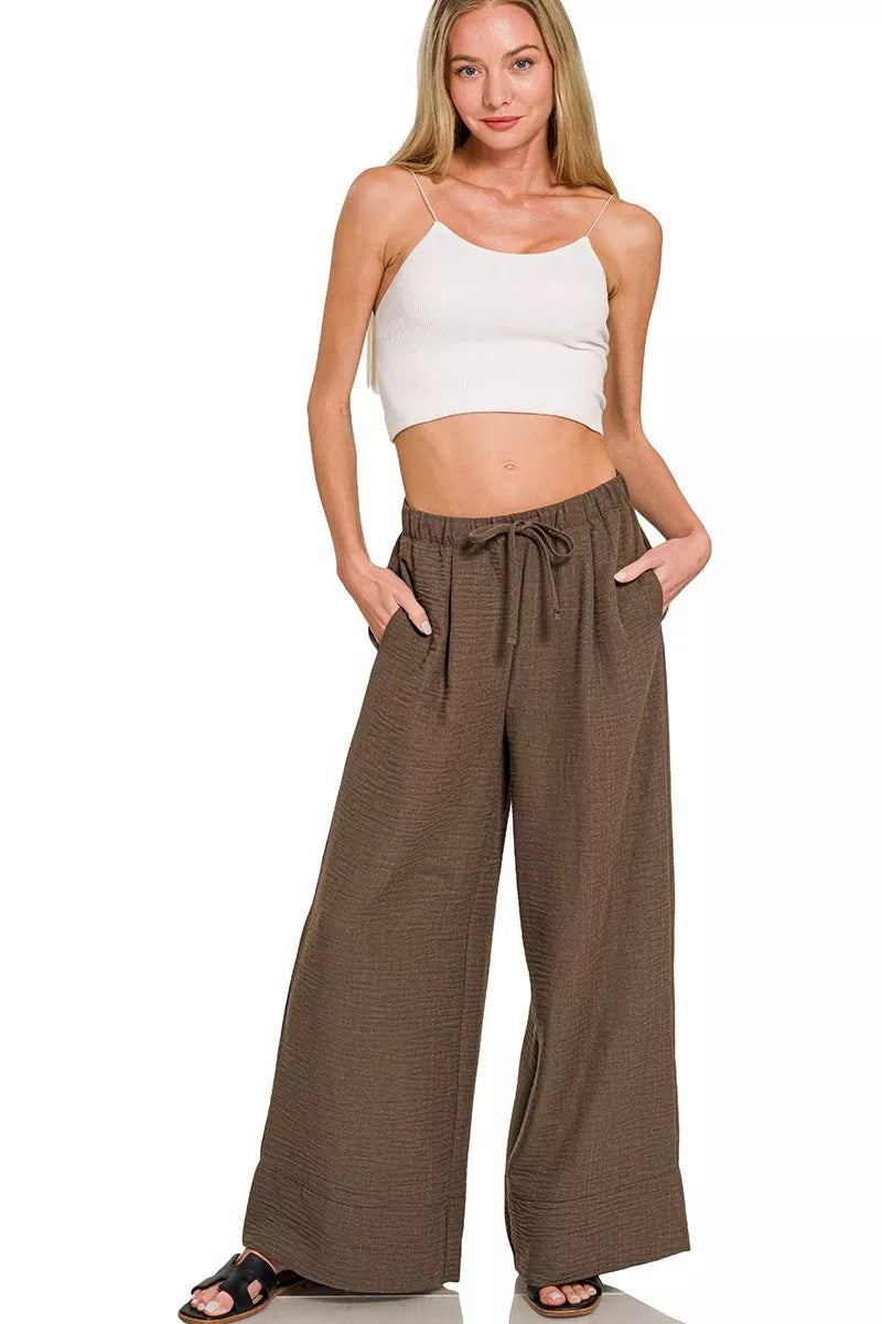 Sarah Express Women's Woven Airflow Drawstring Pants