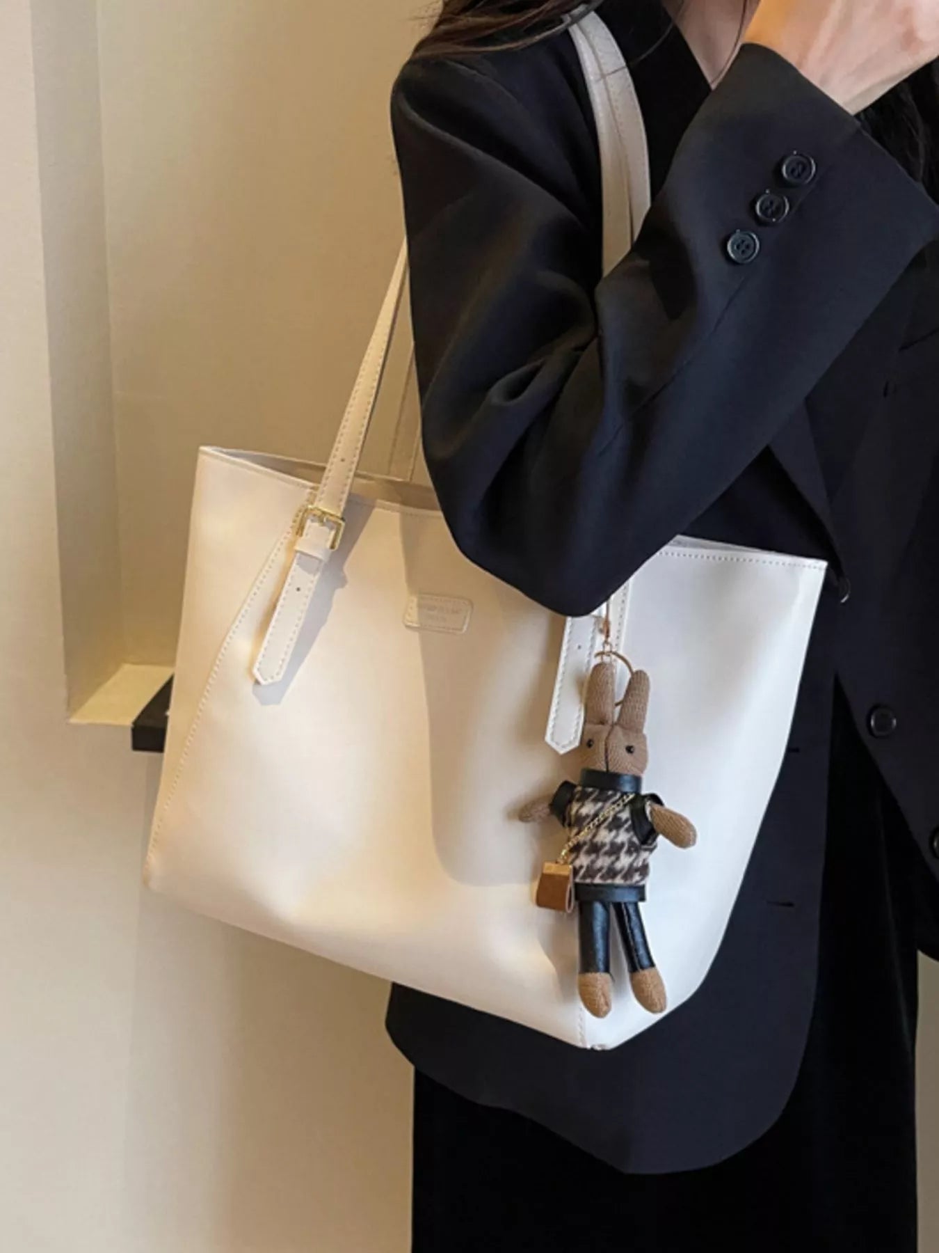 Sarah Express Women's PU Leather Tote Bag Cream ONESIZE