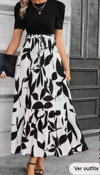 Sarah Express Women's Floral Print Maxi Dress Round Neck Short Sleeve A-Line Vacation