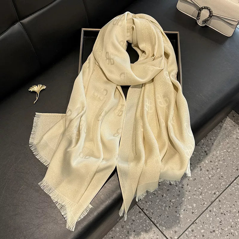 Sarah Express Women's Raw Hem Scarf - Lightweight Polyester Accessory Beige One Size