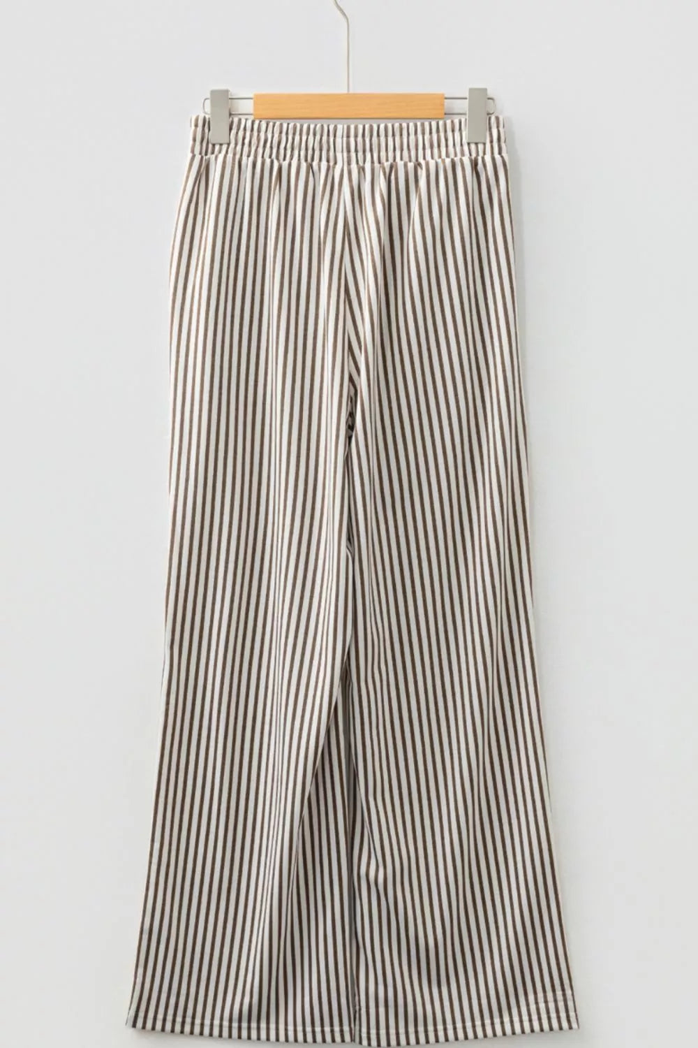 Sarah Express Women's Stripe Elastic High Waist Pocketed Loose Pants
