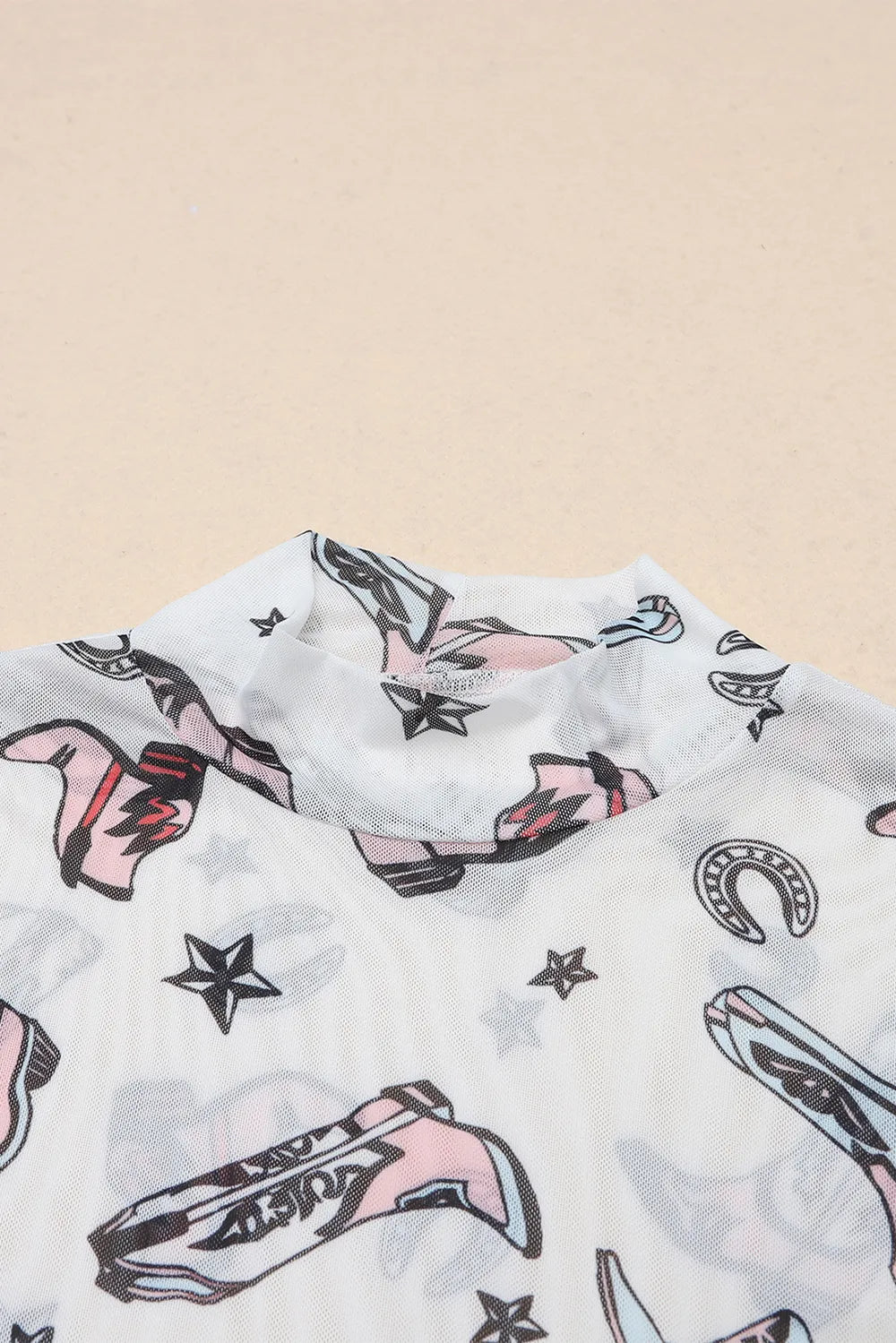 Sarah Express Women's Printed Mock Neck Long Sleeve Bodysuit