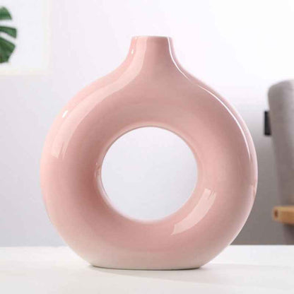 Sarah Express Frosted Porcelain Biscuit Vase - Modern Flower Arranging Device Large Pink