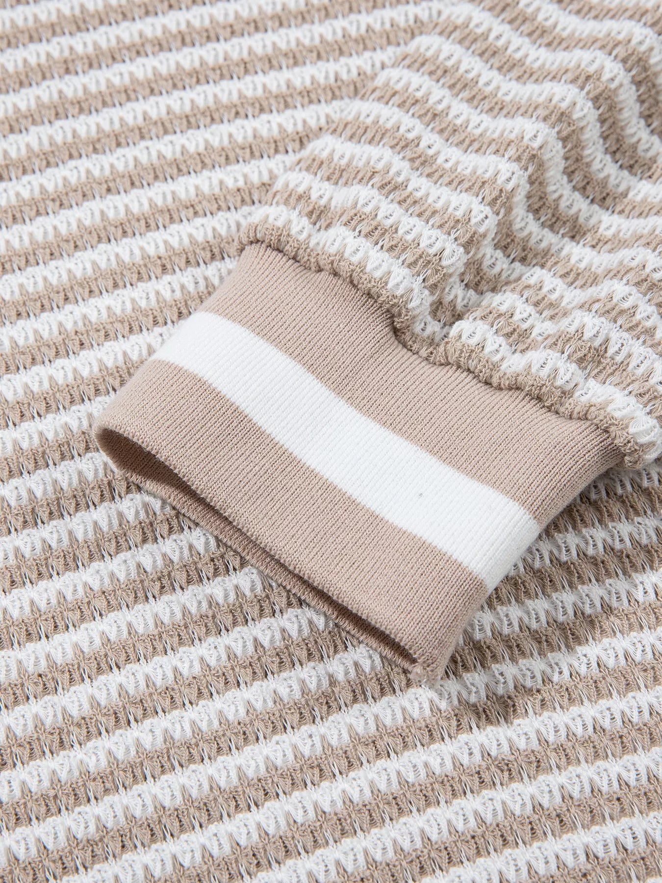 Sarah Express Women's Striped Textured Knit V Neck Top