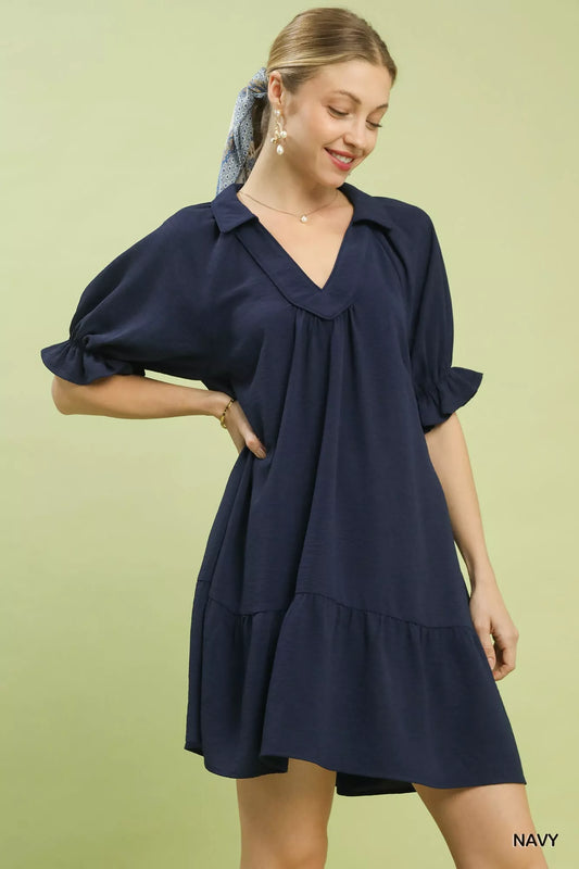 Sarah Express Women's Tiered Puff Sleeve Babydoll Dress