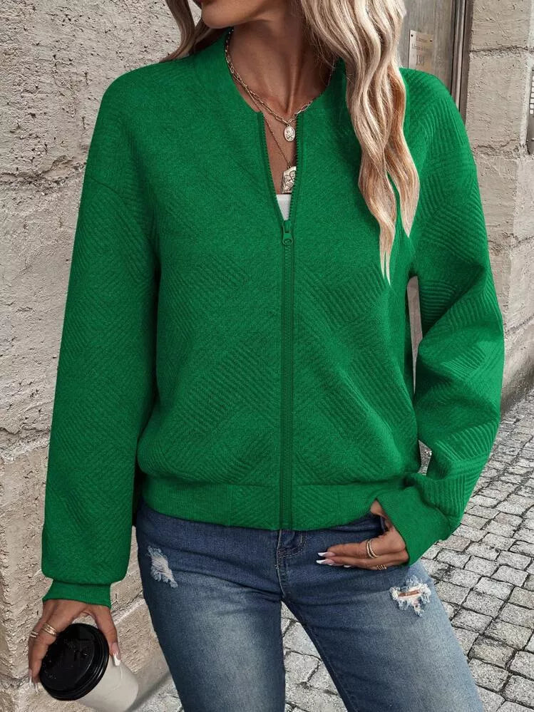 Sarah Express Women's Textured Knit Zip-Up Jacket Plus Size