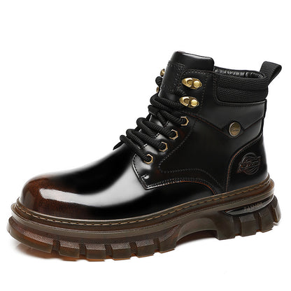 Sarah Express Men's Fleece-Lined British Platform Boots | Microfiber Leather Lace-Up Winter Boots