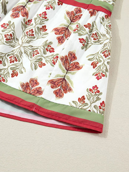 Sarah Express Women's Floral Print Long Sleeve Flared Dress with Frilled Neck - Vintage Inspired Midi Dress