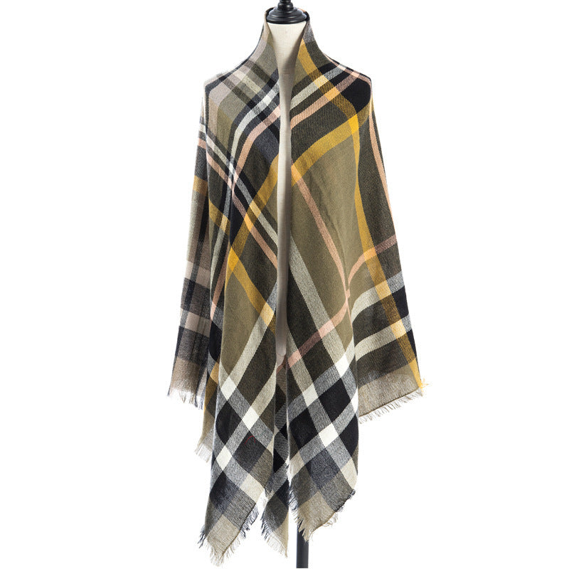 Sarah Express Women's Oversized Square Scarf Cashmere-like Double-Sided Shawl 140cm Woven Fall Winter Accessory